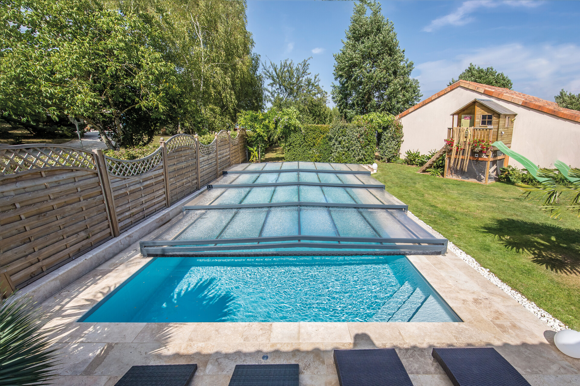 abri de piscine semi plat